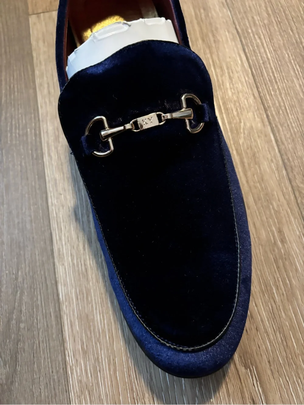 Men's Velvet Bit Loafers in Navy Blue size 13